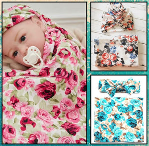 Floral swaddle/hat