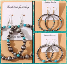 Load image into Gallery viewer, Navajo Pearl Hoops