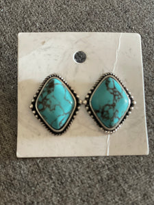 Diamond turquoise stud earrings