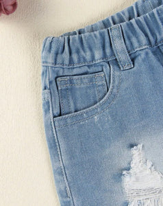 Raw hem jean shorts