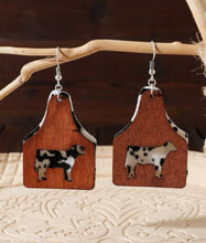 Load image into Gallery viewer, Wooden cutout cattle tag earrings