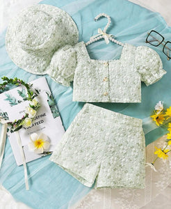 3 Pc Floral short outfit