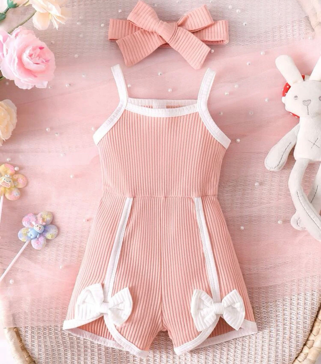 Cami bow tie Romper and headband