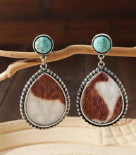 Load image into Gallery viewer, Waterdrop fur/turquoise earrings