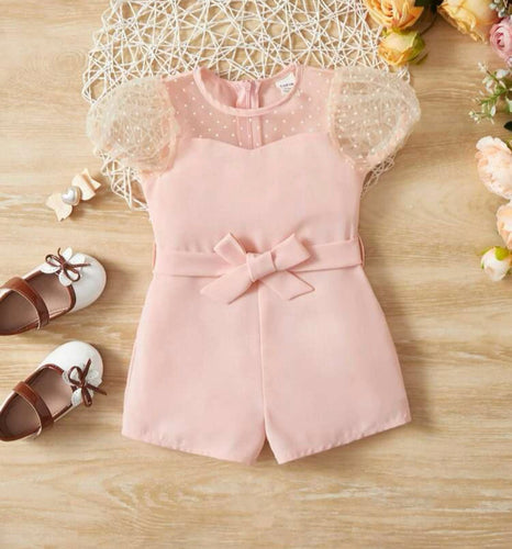 Pink puff sleeve romper