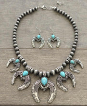 Load image into Gallery viewer, Navajo pearl squash blossom necklace with pendant &amp; earrings