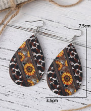 Load image into Gallery viewer, Waterdrop sunflower cow earrings