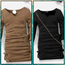 Load image into Gallery viewer, Ribbed side ruched dress