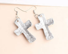 Load image into Gallery viewer, Cross on cross earrings