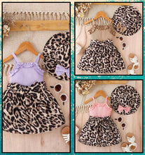 Load image into Gallery viewer, Leopard frill trim dress and hat