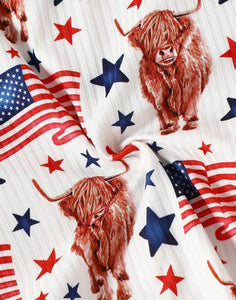 Americana Highland cow onesie