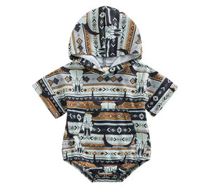 Boys Western hooded onesie