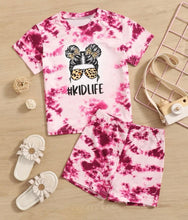 Load image into Gallery viewer, Tye dye kids life short outfit