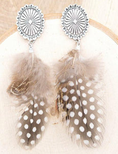 Concho feather earrings