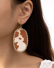 Load image into Gallery viewer, Oval cow print earrings