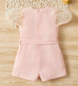 Pink puff sleeve romper