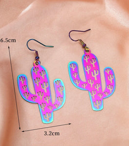 Colorful cactus cutout earrings