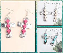 Load image into Gallery viewer, Cross on cross earrings