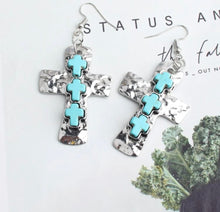 Load image into Gallery viewer, Cross on cross earrings