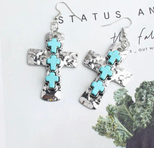 Cross on cross earrings