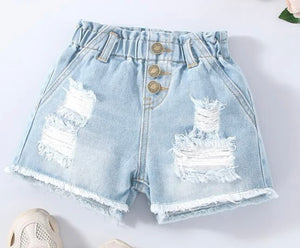 Paper bag ripped jean shorts