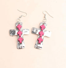 Load image into Gallery viewer, Cross on cross earrings