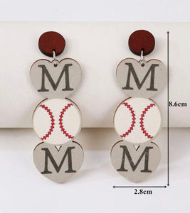 Mom Baseball earrings