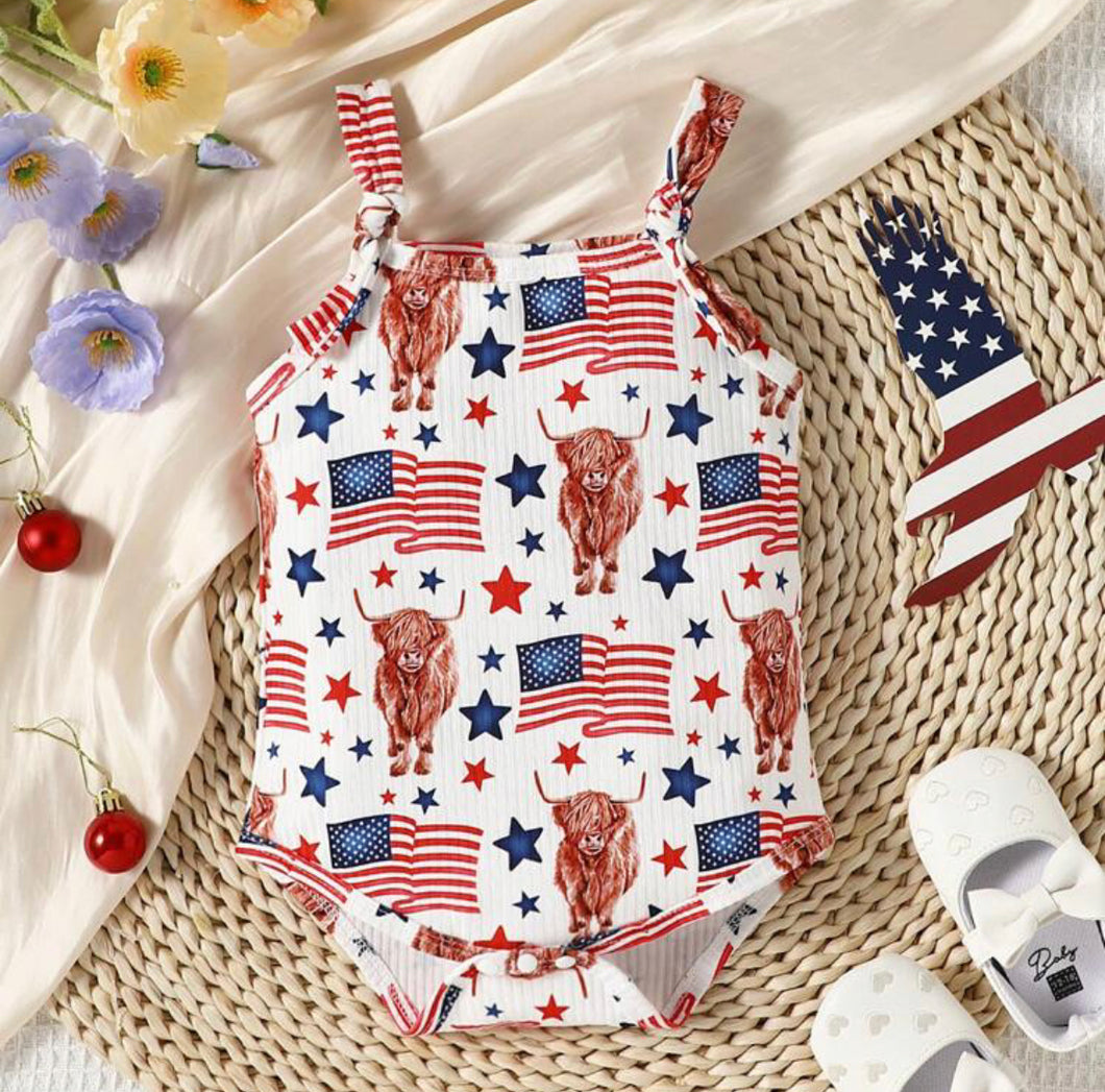 Americana Highland cow onesie