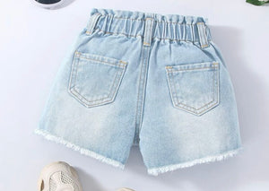 Paper bag ripped jean shorts