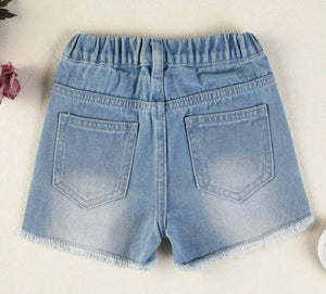 Raw hem jean shorts