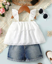 Load image into Gallery viewer, Ruffled Cami/jean short outfit