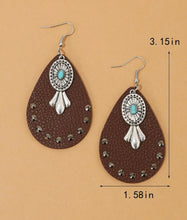 Load image into Gallery viewer, Waterdrop leather earrings