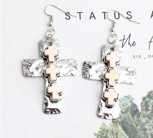 Cross on cross earrings