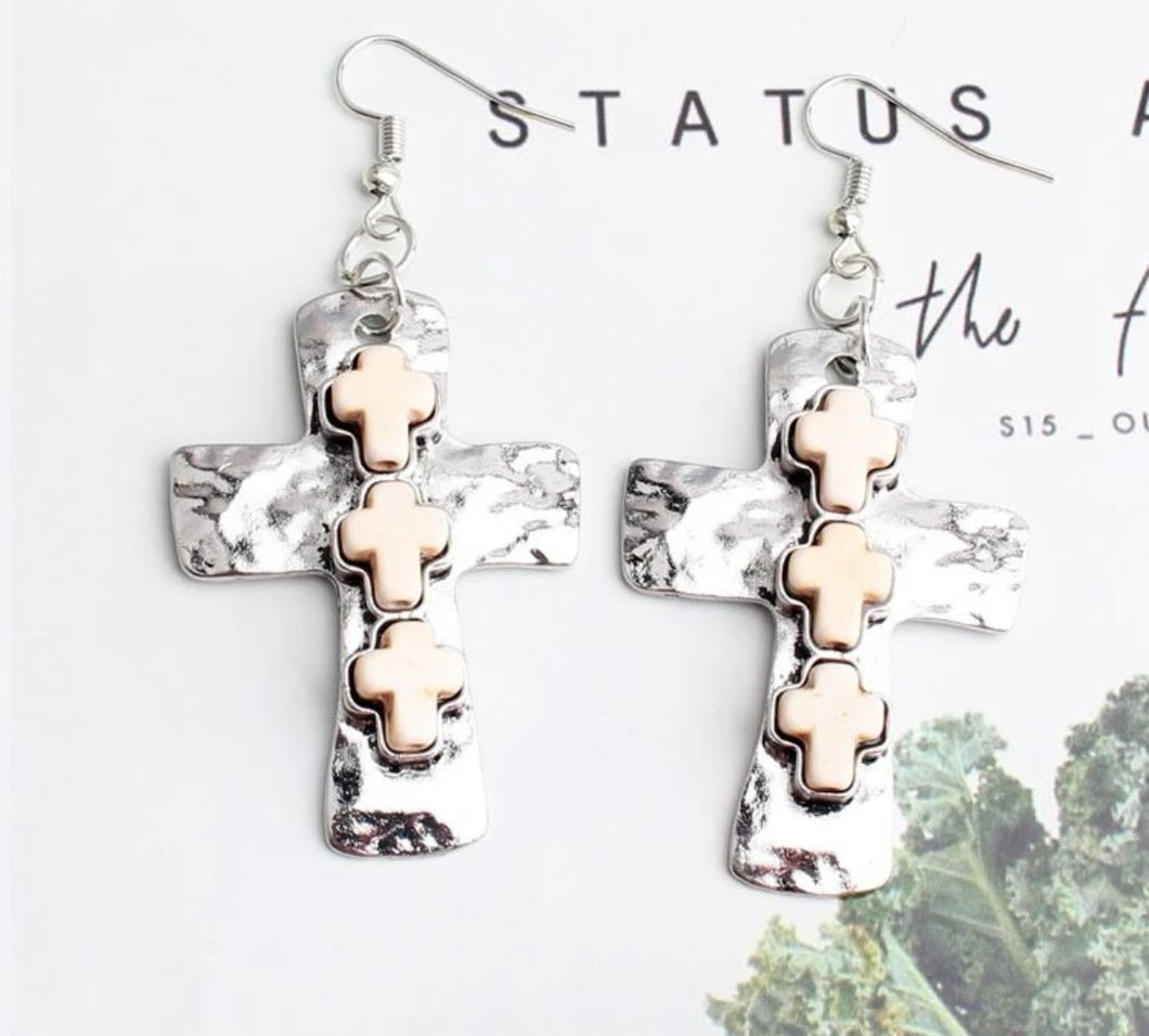 Cross on cross earrings