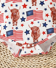 Load image into Gallery viewer, Americana Highland cow onesie