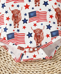 Americana Highland cow onesie