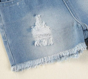 Raw hem jean shorts