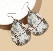 Load image into Gallery viewer, Baseball teardrop earrings