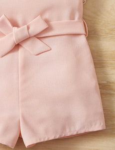 Pink puff sleeve romper