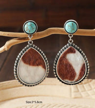 Load image into Gallery viewer, Waterdrop fur/turquoise earrings