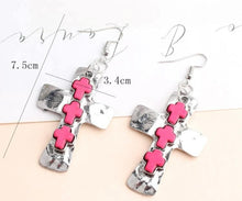 Load image into Gallery viewer, Cross on cross earrings