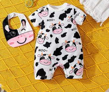 Load image into Gallery viewer, Cow Romper/Bib