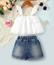 Load image into Gallery viewer, Ruffled Cami/jean short outfit