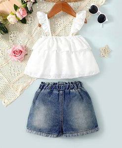 Ruffled Cami/jean short outfit