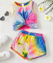 Load image into Gallery viewer, Front knot tye dye short outfit