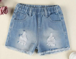 Raw hem jean shorts