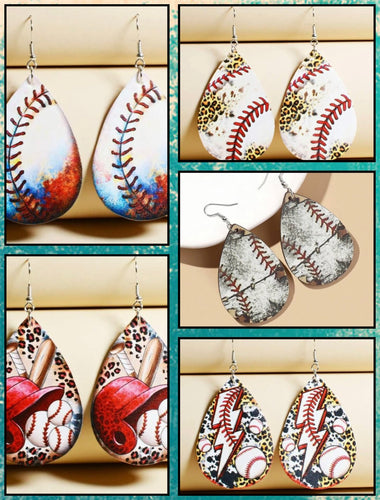 Baseball teardrop earrings