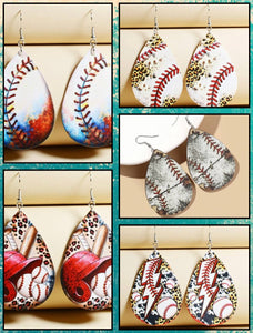 Baseball teardrop earrings