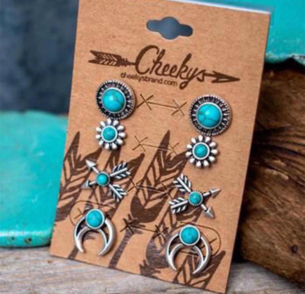 Turquoise 4 pack earring set