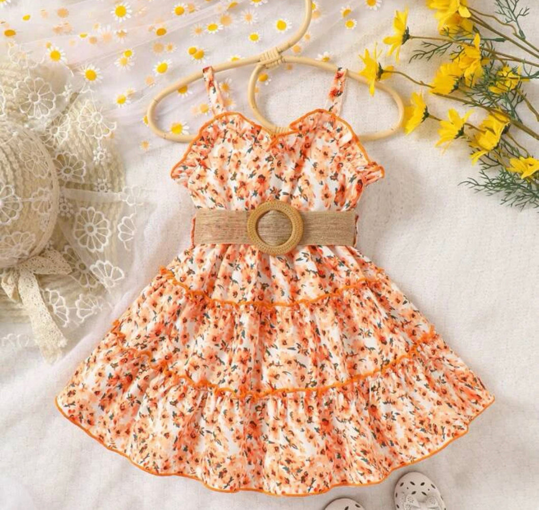 Orange Floral delight dress